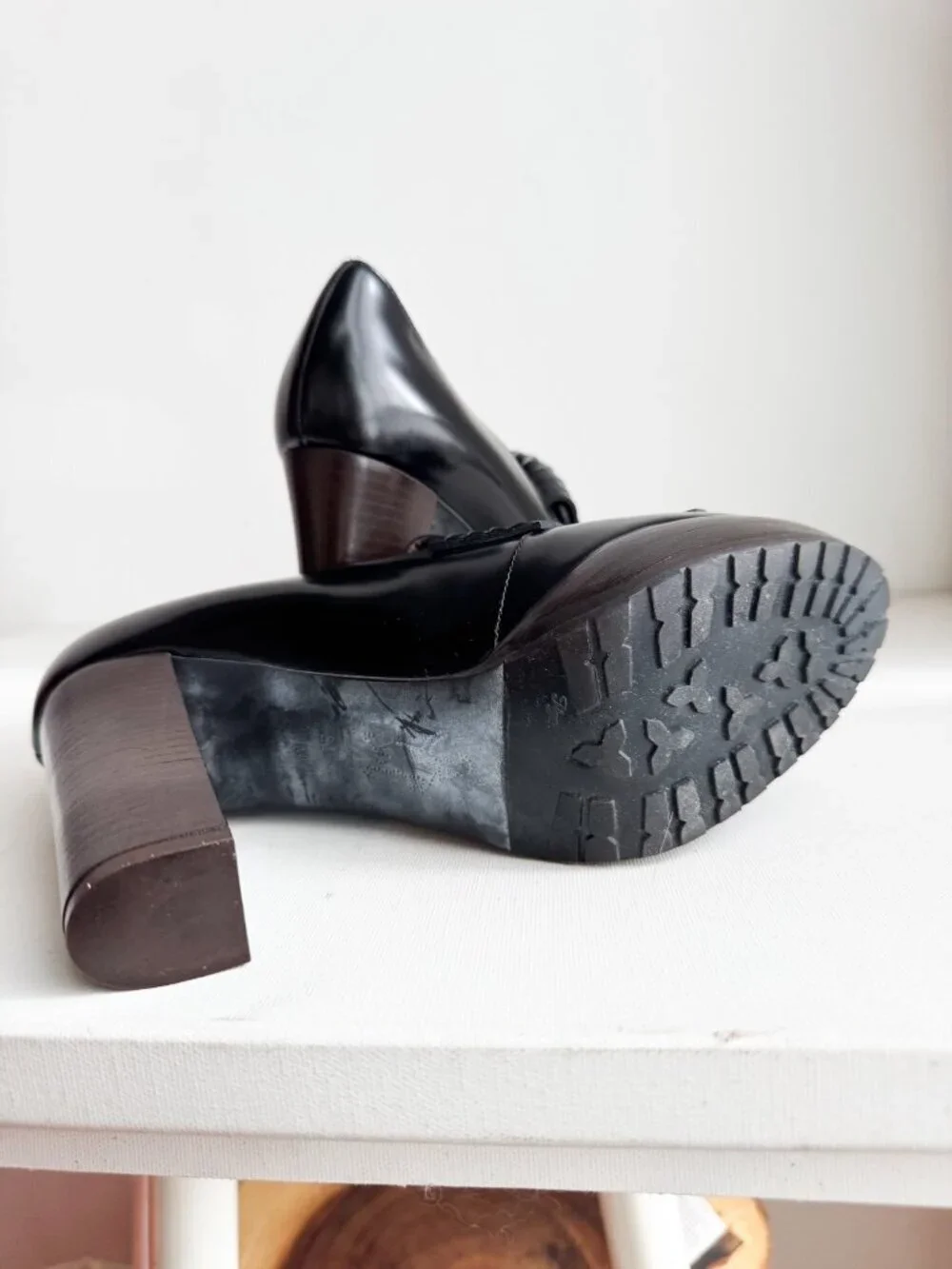 Marni Black Leather Tassle Detail Chunky heel Loafers 39